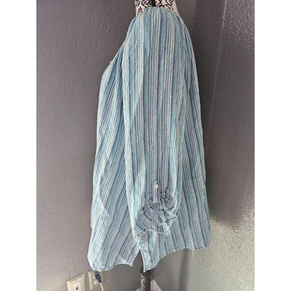 Women's Catherines Striped Blouse Size 4X Muticolor 3/4 Sleeves Pullover V Neck - Picture 8 of 12